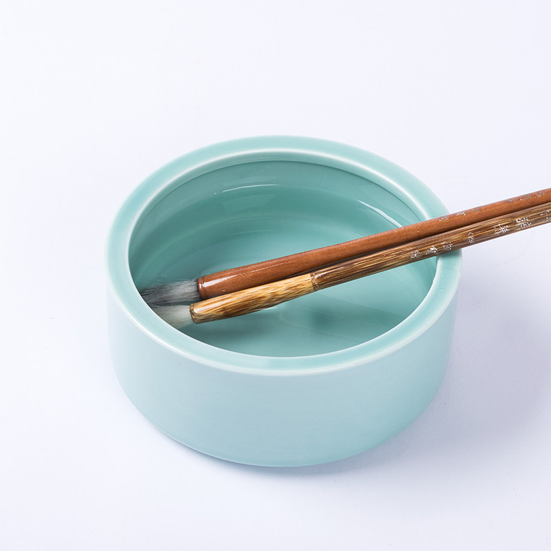 Imperial Porcelain Six-Piece Study Set: Four Treasures of the Study Porcelain Gift Box Set, Study Decorations, Chinese Painting Brush Holder, Pen Rest, Ink Pad Box, Inkstone, Water Drop Ink Dish, Porcelain Gift, Six-Piece Porcelain Set