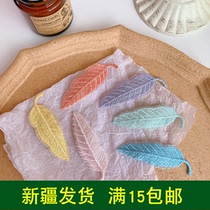 -0 Korean ins feather hairclip edge clip girl back head clip headgear Net Red simple leaf top clip hairpin