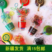 -0 cute girl heart Japanese Korean barreled colored Hairband rubber band disposable elastic student hair rope simple hair accessories