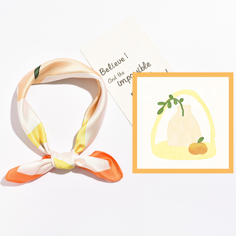 Original Niche ins Style Personalized Silk Scarf Decoration Korean Version Versatile Thin Small Square Scarf Paired with Shirts for Spring and Autumn Original Niche ins Style Personalized Silk Scarf Decoration Korean Version Versatile Thin Small Square Scarf Paired with Shirts for Spring and Autumn