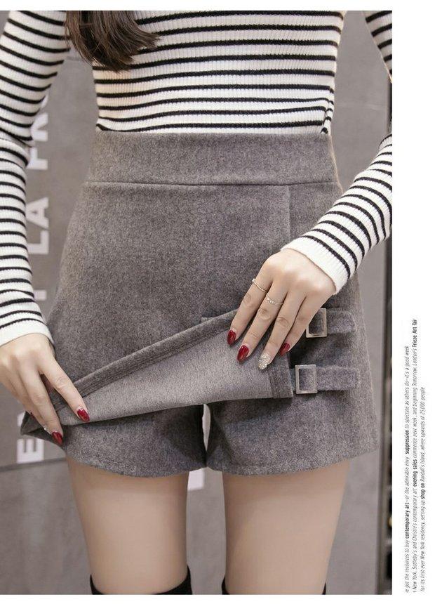 Quần short len ​​Kiểu dáng mùa thu đông của phụ nữ mặc váy thắt eo cao 2018 phiên bản mới của Hàn Quốc của quần ống rộng ống rộng quần sooc đẹp cho người béo