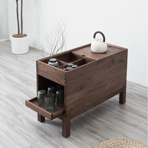 Yuan NEW CHINESE STYLE STORAGE TEA CABINET LIVING-ROOM SIMPLE BLACK WALNUTS SOLID WOOD MOBILE SMALL TEA TABLE TEA TABLE SIDE CABINET TEA WATER CABINET