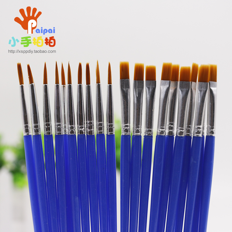 Flat head nylon brush Pointed brush Doodle coloring children's kindergarten DIY painting hand tool