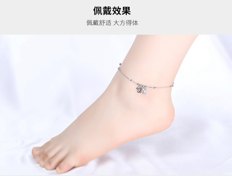 Bạc Allure Meng thỏ S925 vòng chân bạc đáng yêu đôi thỏ nữ mô hình đồ trang sức bạc món quà sinh nhật những mẫu lắc chân đẹp nhất