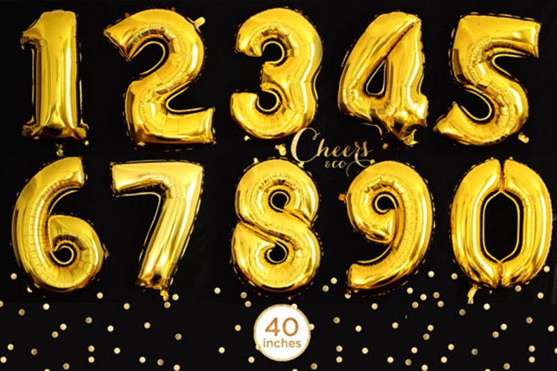 Aluminum film digital baby birthday arrangement package decoration supplies balloon letters 16 inch gold and silver numbers 35cm