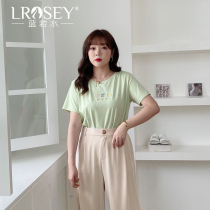 Large size womens Korean version short-sleeved t-shirt summer 2021 new loose thin sister mm belly cover design sense top