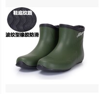 Light men and women with the same military green low barrel rubber shoes rubber shoes overshoes fashion short waterproof autumn rain shoes water shoes