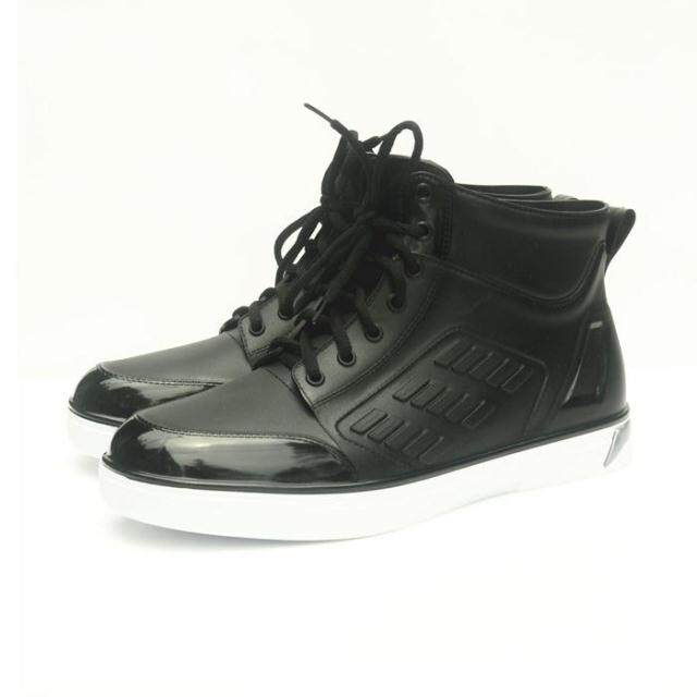 Outer single fashion Short belt rubber shoes Rain boots water shoes men's shallow mouth rain boots Flat non-slip and wear-resistant