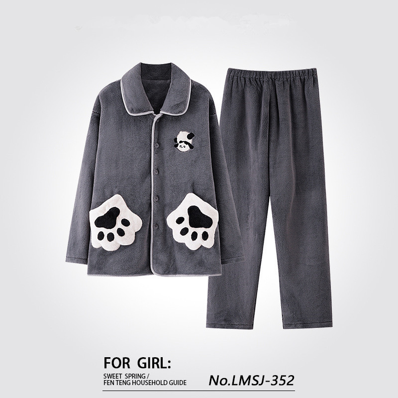 Men's Pajamas Autumn and Winter Style Coral Fleece Thickened and Fleece-Lined 2025 New Winter Youth Flannel