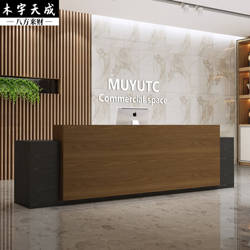 Company Reception Desk Reception Desk Solid Wood Bar Counter Cash Counter Desk Hotel Civil Travel Agency Brief Consultation Counter