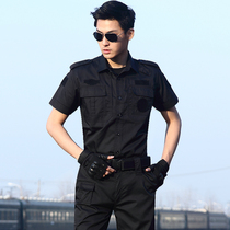 Summer Short Sleeve Delivery Worksuit Men Black Special Forces Security Officer Tactical Shirt Operational Training Costume