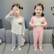 Modale Children Sleepwear Summer Thin short sleeve girl High waist Home Residence Clothes 1-3-year-old Childrens baby Air conditioning suit 2
