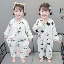 Child Sleepwear Autumn Winter Flannel conjoined girl Coral Fleece climbing clothes Boys baby baby Winter thickened warmth