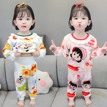 Baby Coral Suede Pyjamas Children Autumn Winter Flannel Suede Girl Suit Winter Princess Children Thickened