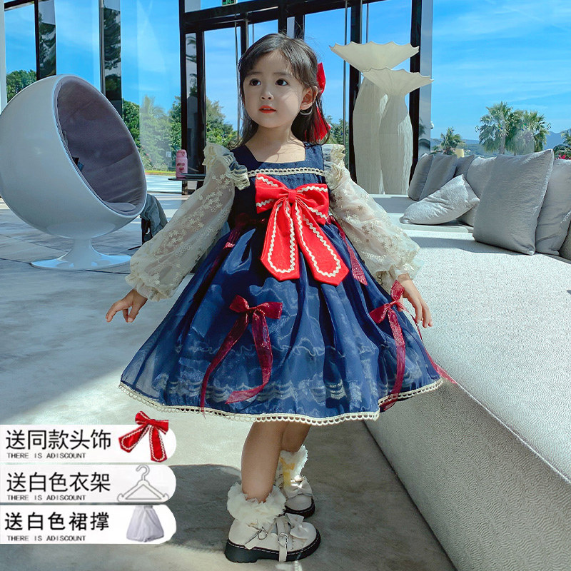 Children's Roolita Girl Child Leulia Tower Skirt Baby Spring Autumn Long Sleeve Foreign Dress children Princess Leia dress Lolita Ocean dress