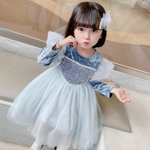 Princess Esha Princess Dress Girl 2022 New Children Dress Spring Autumn Long Sleeve Children Baby Dress Spring Ocean Qi