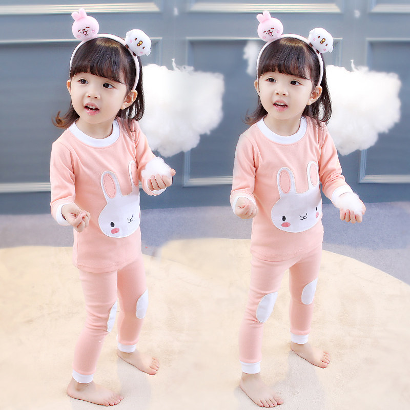 Female baby pajamas Spring and Autumn princess 1-3 years old female treasure long-sleeved suit children's home clothes Spring cotton children 2