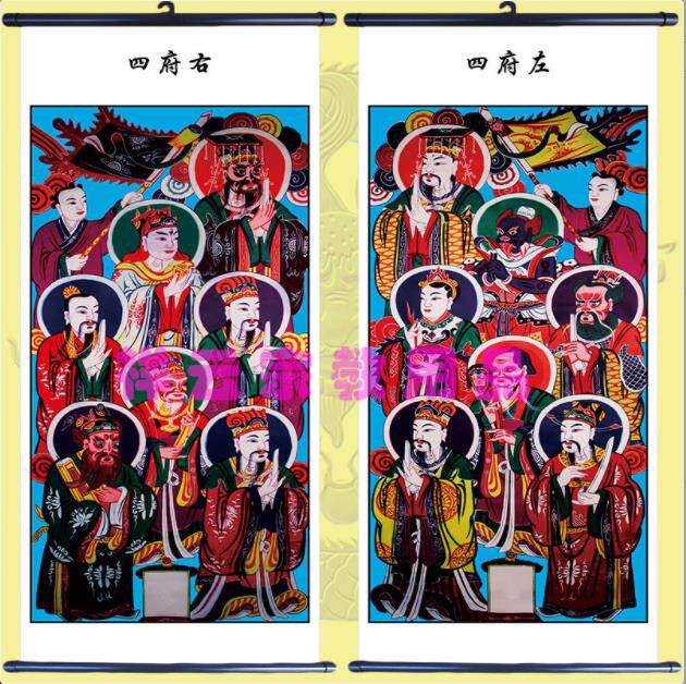 Farfield supplies Buddhist Taoist portraits left and right Four prefectures hang paintings