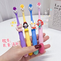 Childrens toothbrush with soft bristles and ultra-fine head for gum protection and cute cartoon for 3-12 year old babies to clean their mouth during teething period