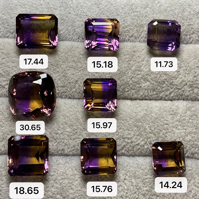 (soloni) Natural Crystal Amethyst Gradient Color Treasure Ring Face Inlaid Ring Pendant