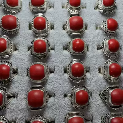 (soloni) Nepal handmade 925 silver old Sheba Shelpa retro female ring