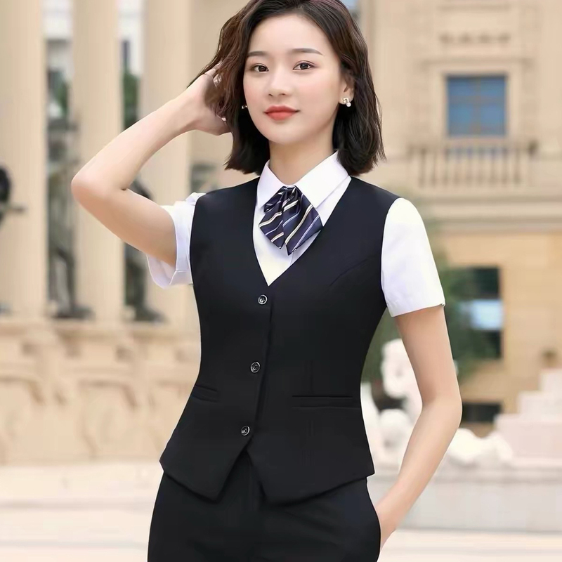 Professional Tailored Suit Vest for Women, Spring and Autumn Style, Elegant Workwear Vest, Short Style for Bank and Hotel Staff