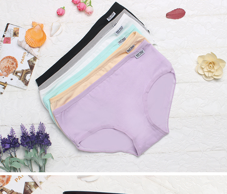 Quần lót nữ bông eo kích thước lớn gói hip ladies gói đồ lót cotton hộp quà tặng đồ lót trắng đen kết hợp