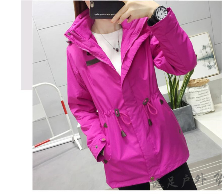 Ngoài trời dài mỏng Slim nữ ba trong một hai mùa thu và mùa đông không thấm nước quần áo leo núi không thấm nước có thể tháo rời - Quần áo ngoài trời ao gio nam gia re