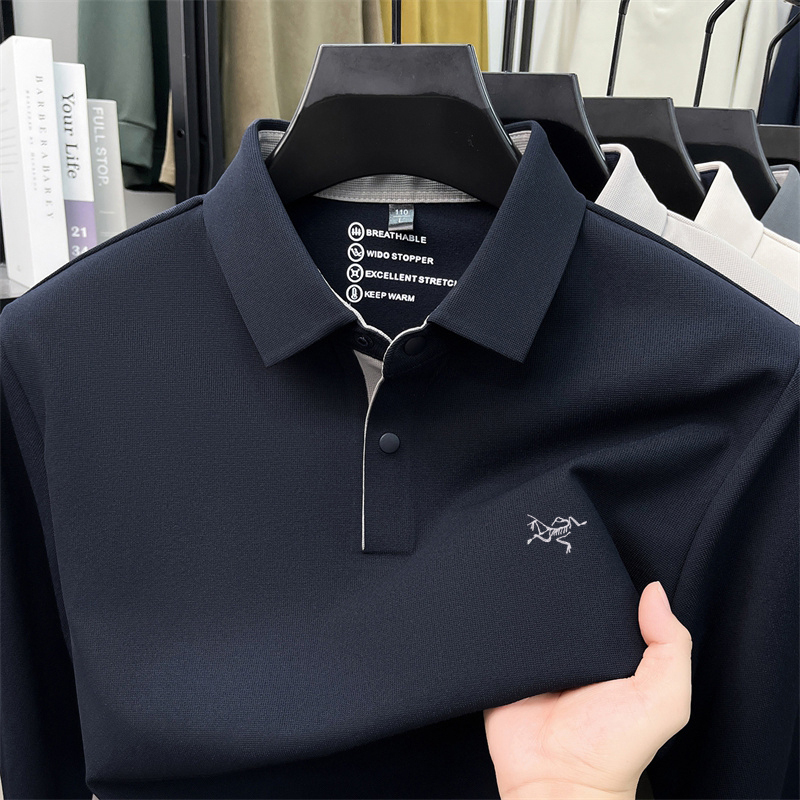 Outlet Clearance New Men's Long-Sleeve Polo Shirt, Business Casual, Solid Color Embroidered Base T-Shirt for Young and Middle-Aged Men Outlet Clearance New Men's Long-Sleeve Polo Shirt, Business Casual, Solid Color Embroidered Base T-Shirt for Young and Middle-Aged Men