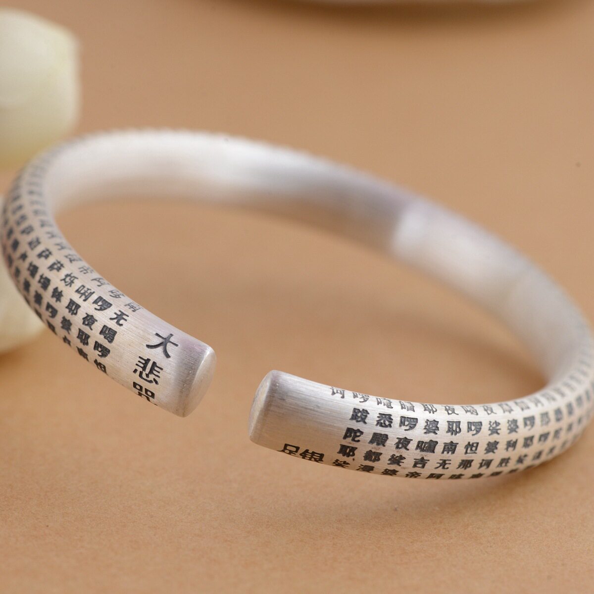 Foot Silver 999 Great Tragically Mantra Scripted Bracelet Antique Craft Women's Silver Wire Drawing Concise New