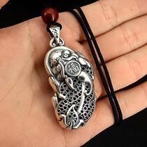 S999 sterling silver lucky brave pendant men women entombed pure silver hollow Ridge ancient yin gua jian