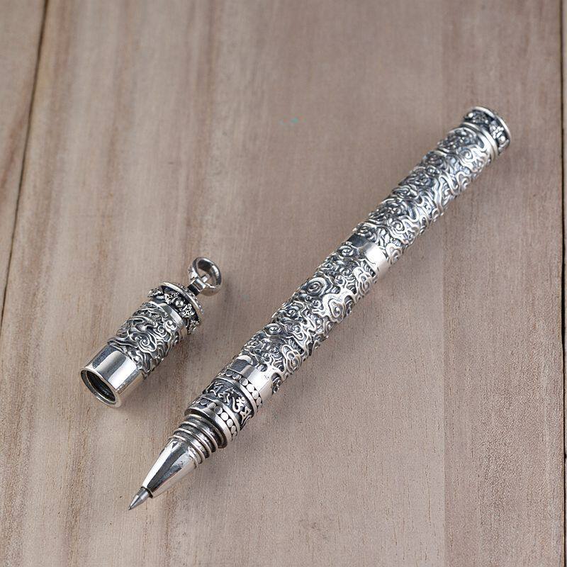 Sterling Silver S925 Silver Retro Silver Xiangyun Totem Silver Pen Sterling Silver Pendant Jewelry Seiko