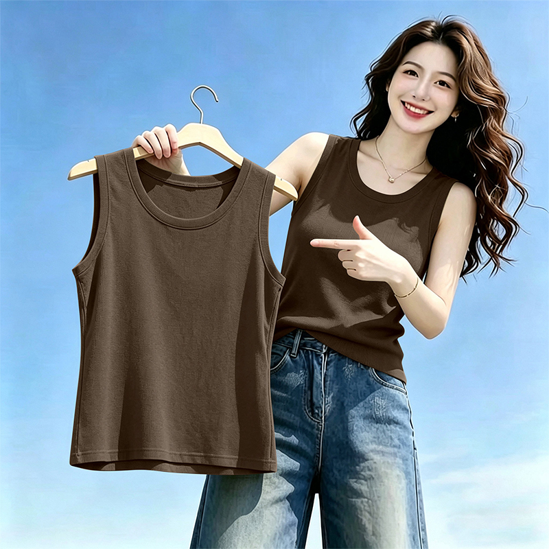 Modal Cotton Solid Color Camisole for Women 2026 New Round Neck Versatile Base Shirt Summer Plus Size Sleeveless Top Modal Cotton Solid Color Camisole for Women 2026 New Round Neck Versatile Base Shirt Summer Plus Size Sleeveless Top