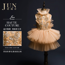Jun design childrens dress model show puffy gauze girls birthday short princess skirt banquet evening dress