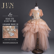 Jun design girl dress French court childrens birthday catwalk host piano performance luxury princess dress