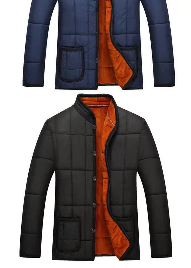 Áo cotton nam trung niên mùa đông cộng với nhung dày lót người đàn ông cotton áo khoác nam áo khoác bố rộng kích thước lớn quần áo cotton ấm áp áo dạ nam hàn quốc