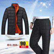 Thêm cộng nhung ấm dày áo khoác trung niên phù hợp với bông áo khoác nam giới già quần cotton quần áo mùa đông mùa đông cha bông len