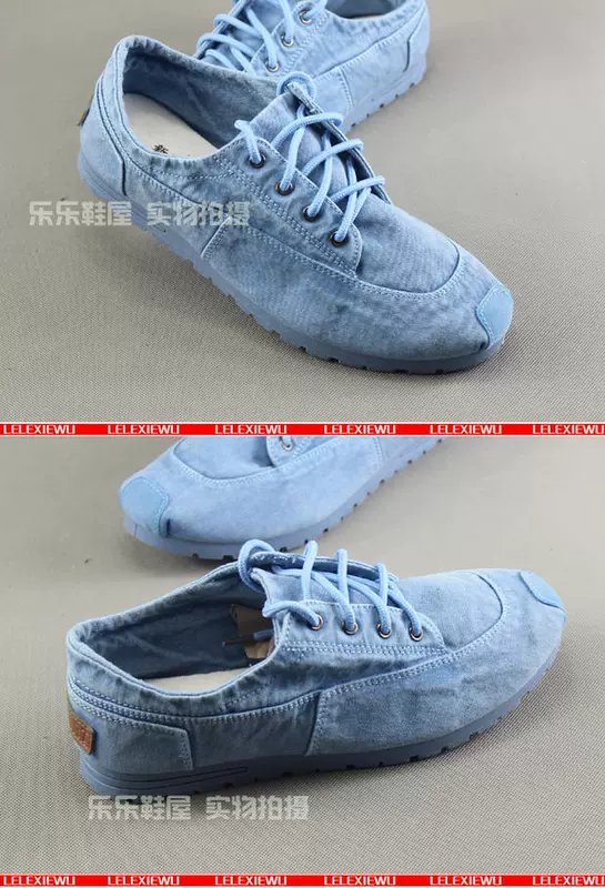 Giày cũ Bắc Kinh mới Giày vải denim nam có đế phẳng thường mang giày nam thấp thoải mái