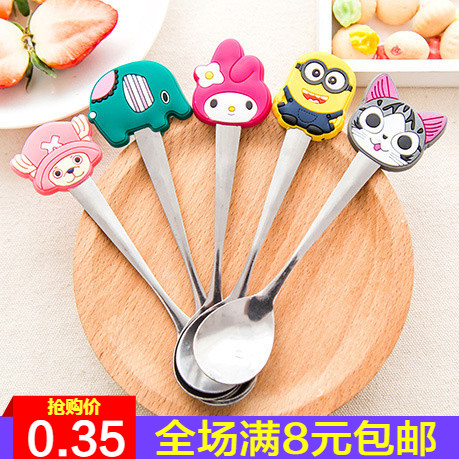 Spoon Children Baby Spoon Stainless Steel Creative Cute Korean Cutlery Soup Spoon Home Tablespoon Long Handle Wholesale