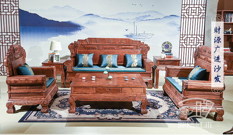 Махогани диван 晖腾刺猬紫檀红木沙发客厅中式家具全实木花梨木明清古典国标红木
