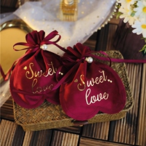 ins Wind wedding candy box love heart-shaped velvet cloth drawstring wedding bag subnet red wedding handbag candy box