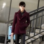 Áo khoác len nam mùa đông 2017 phiên bản Hàn Quốc của phần dài của áo khoác len Slim áo gió Anh áo bomber