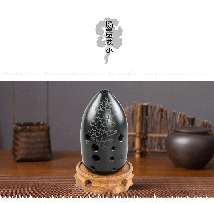 Nhạc cụ gốm đen 埙 埙 埙 埙 埙 桶 桶 10 10 10 10 lỗ đôi mô hình biểu diễn chuyên nghiệp F 调 - Nhạc cụ dân tộc tiêu trúc