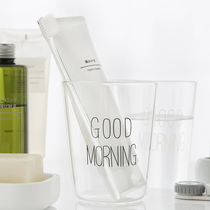 Simple glass transparent wash cup Couple toothbrush cup Tooth cylinder Breakfast mouthwash cup Creative tooth brush cup Japan