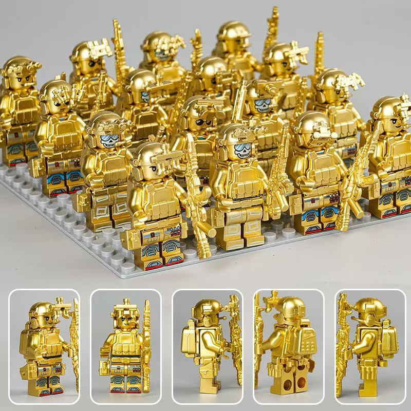 Chinese Building Block Minifigure Military Special Forces Police Soldier Small Doll Model Kidsren's Assembled Educational Boy Toy
