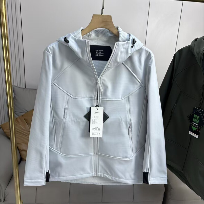 Outdoor Gear! 3D Cut! Composite Checkered Fleece! 25 Autumn Men's and Women's Hooded Waterproof and Windproof Softshell Jacket