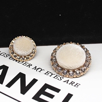 Metal Velvet Button Rhinestone Metal Button Small Fragrant Wind Europe and America Coat Coat Womens Decorative Button Button