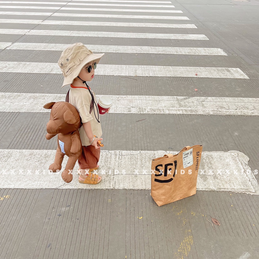 xxxxkids Korea INS children's bags cute fashion boys and girls Western style bear cartoon shoulder messenger bag