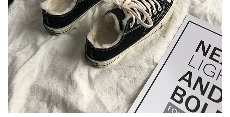 Giày vải cao cổ nữ Giày cao cổ Hàn Quốc của giày cotton sinh viên hoang dã ấm áp 2018 thu đông mới cộng với đôi giày nhung hai dây