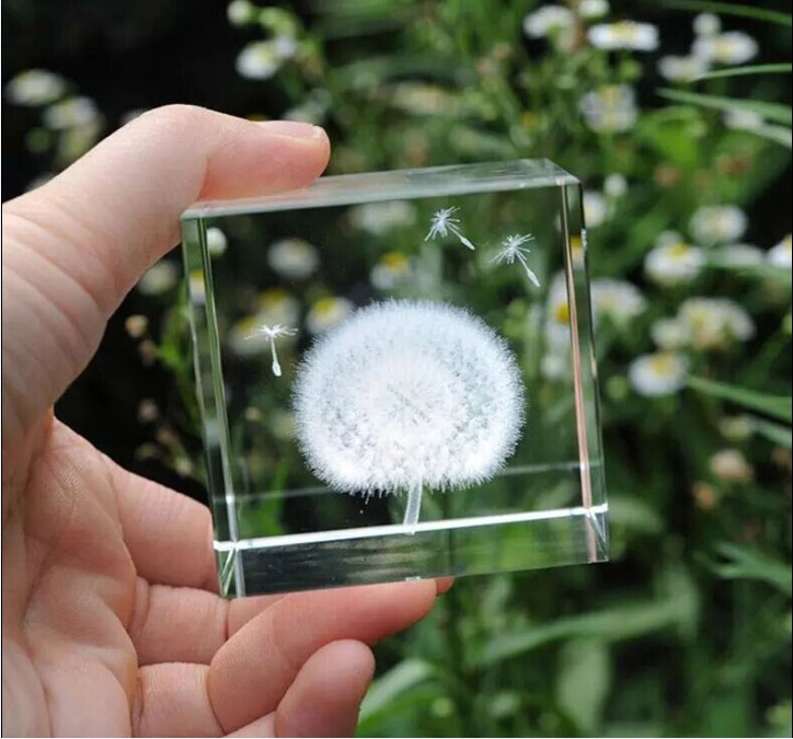 Top K9 crystal carved dandelion girls special birthday gift crystal music box cube home furnishings